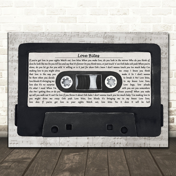 Def Leppard Love Bites Music Script Cassette Tape Decorative Wall Art Gift Song Lyric Print