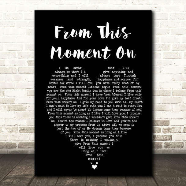 From This Moment On Shania Twain Black Heart Song Lyric Quote Print