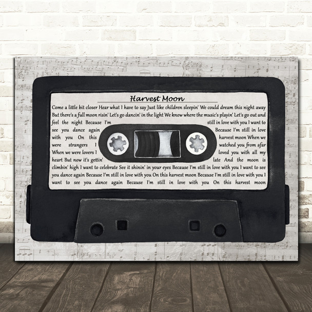 Neil Young Harvest Moon Music Script Cassette Tape Decorative Gift Song Lyric Print