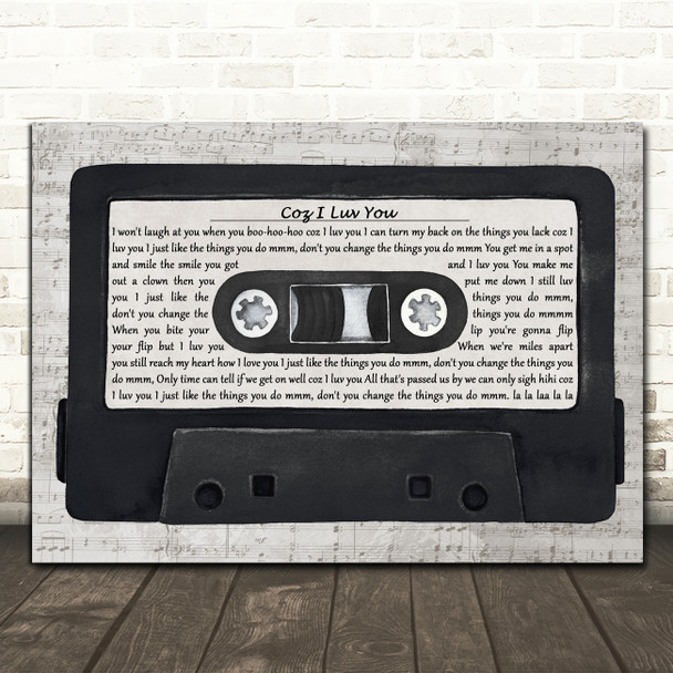 Slade Coz I Luv You Music Script Cassette Tape Decorative Gift Song Lyric Print