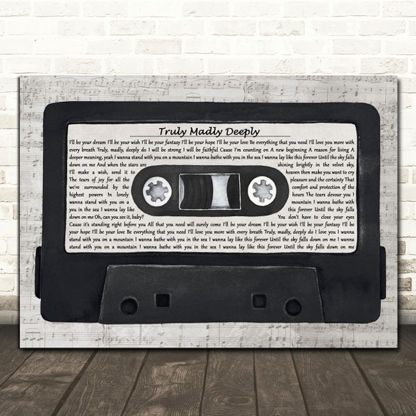 Savage Garden Truly Madly Deeply Music Script Cassette Tape Song Lyric Print