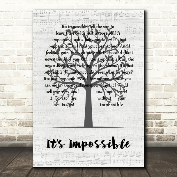 Andy Williams It's Impossible Music Script Tree Decorative Wall Art Gift Song Lyric Print