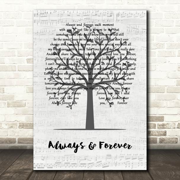 Heatwave Always And Forever Music Script Tree Decorative Wall Art Gift Song Lyric Print