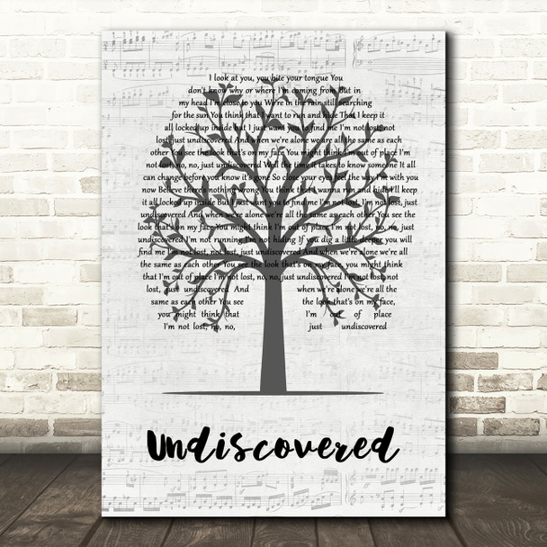 James Morrison Undiscovered Music Script Tree Decorative Wall Art Gift Song Lyric Print