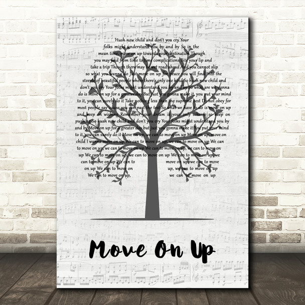 Curtis Mayfield Move On Up Music Script Tree Decorative Wall Art Gift Song Lyric Print