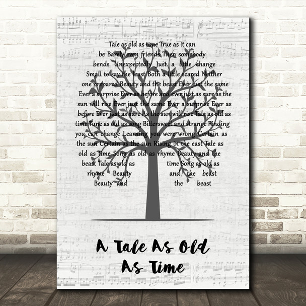 Celine Dion A Tale As Old As Time Music Script Tree Decorative Gift Song Lyric Print