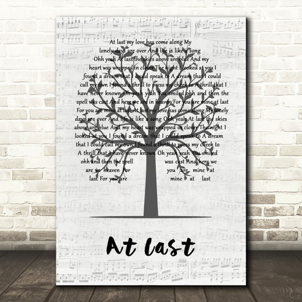Eva Cassidy At Last Music Script Tree Decorative Wall Art Gift Song Lyric Print