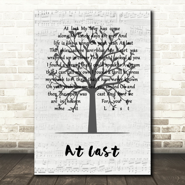 Etta James At Last Music Script Tree Decorative Wall Art Gift Song Lyric Print