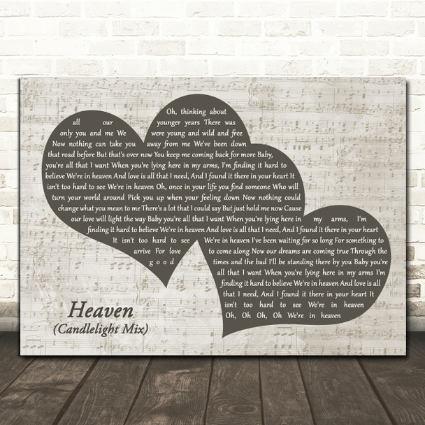 DJ Sammy Heaven (Candlelight Mix) Landscape Music Script Two Hearts Gift Song Lyric Print