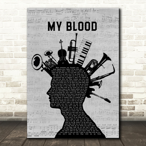 Twenty One Pilots My Blood Musical Instrument Mohawk Decorative Wall Art Gift Song Lyric Print