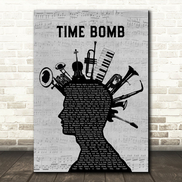 Rancid Time Bomb Musical Instrument Mohawk Decorative Wall Art Gift Song Lyric Print
