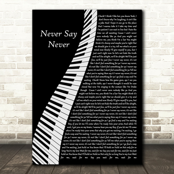 Nick Brewer Never Say Never Piano Decorative Wall Art Gift Song Lyric Print