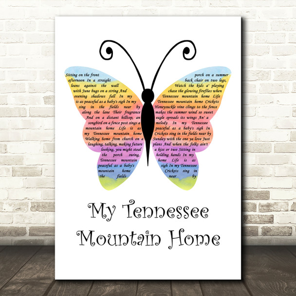 Dolly Parton My Tennessee Mountain Home Rainbow Butterfly Decorative Gift Song Lyric Print