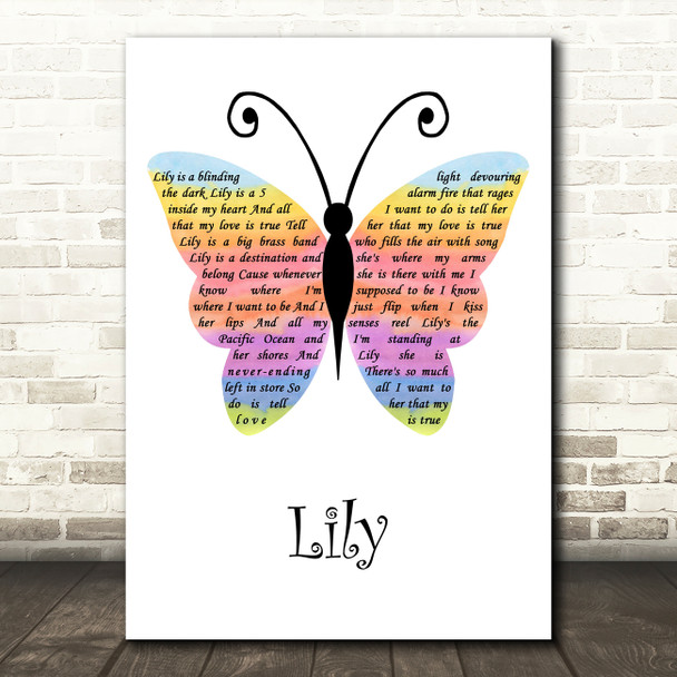 Benjamin Gibbard Lily Rainbow Butterfly Decorative Wall Art Gift Song Lyric Print