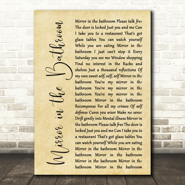 The Beat Mirror in the Bathroom Rustic Script Decorative Wall Art Gift Song Lyric Print