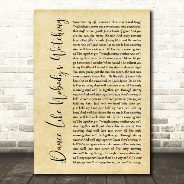 Donavon Frankenreiter Dance Like Nobody's Watching Rustic Script Gift Song Lyric Print