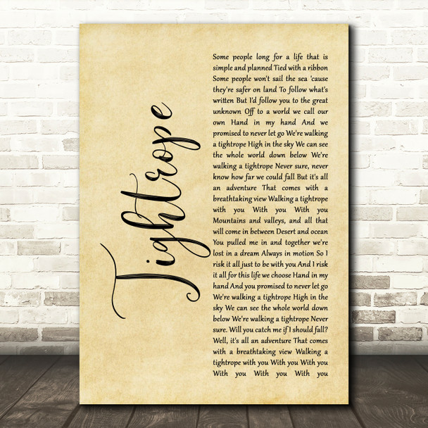 The Greatest Showman Tightrope Rustic Script Decorative Wall Art Gift Song Lyric Print