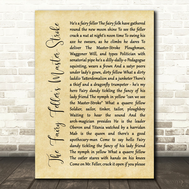 Queen The Fairy Feller's Master-Stroke Rustic Script Decorative Gift Song Lyric Print