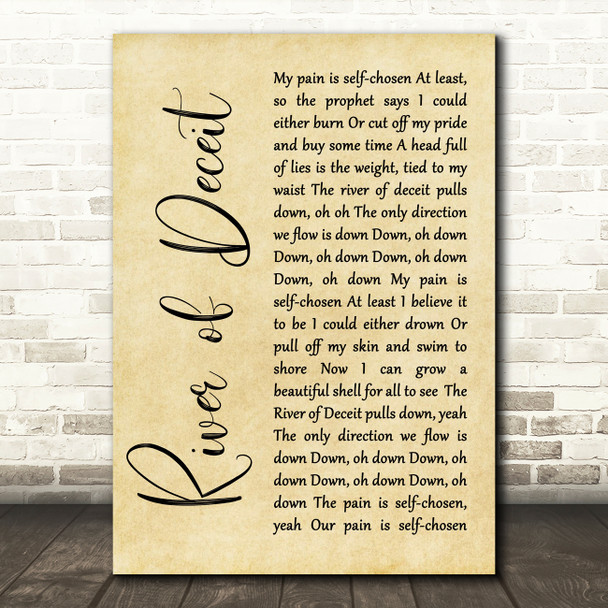 Mad Season River of Deceit Rustic Script Decorative Wall Art Gift Song Lyric Print