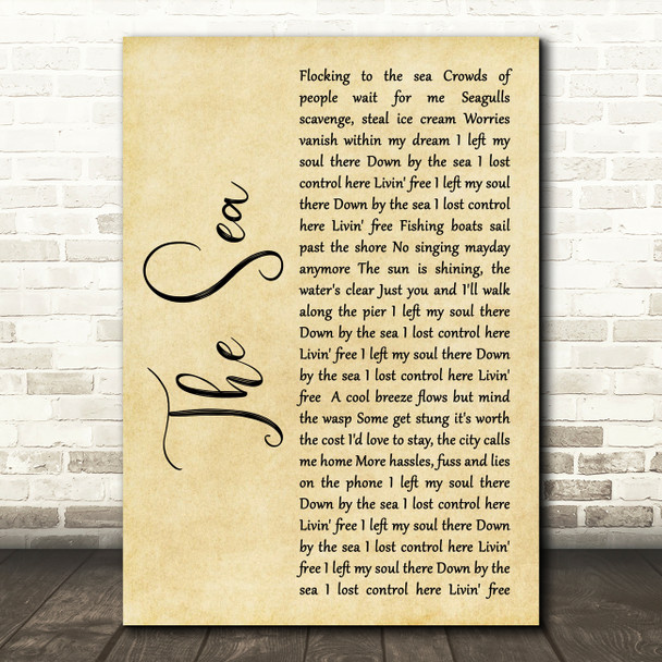 Morcheeba The Sea Rustic Script Decorative Wall Art Gift Song Lyric Print