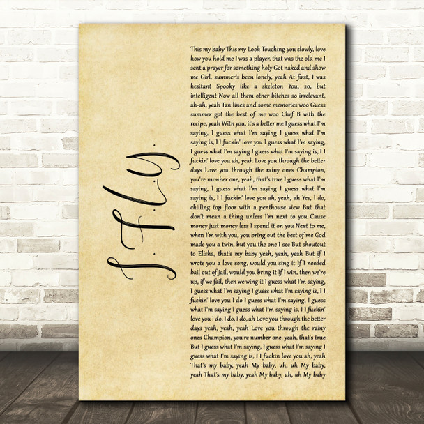 Bazzi I.F.L.Y. Rustic Script Decorative Wall Art Gift Song Lyric Print