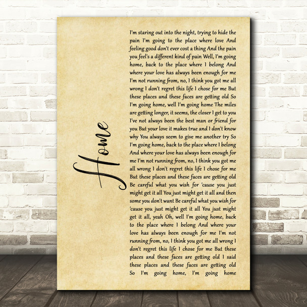 Daughtry Home Rustic Script Decorative Wall Art Gift Song Lyric Print