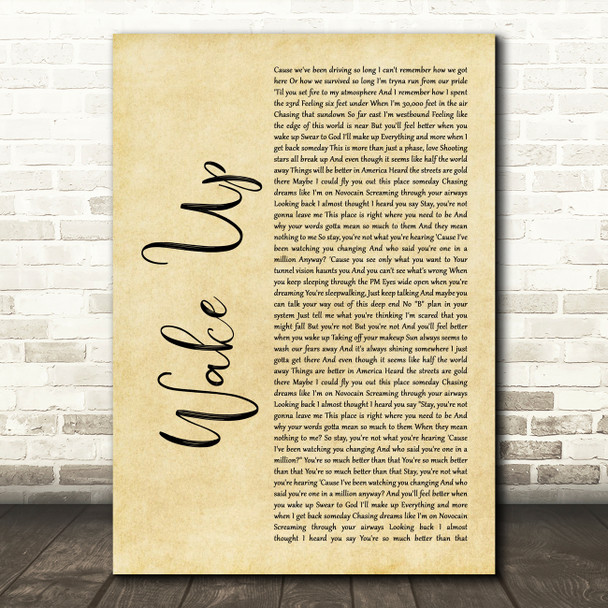 EDEN Wake Up Rustic Script Decorative Wall Art Gift Song Lyric Print