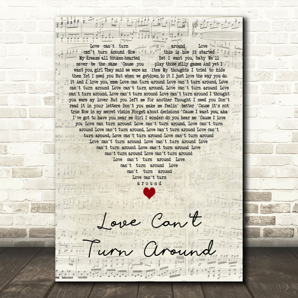 Farley Jackmaster Funk Love Cant Turn Around Script Heart Decorative Wall Art Gift Song Lyric Print
