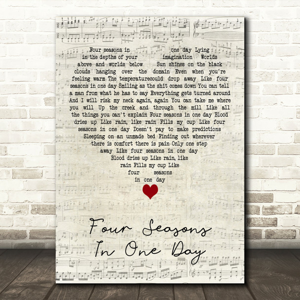 Crowded House Four Seasons In One Day Script Heart Decorative Wall Art Gift Song Lyric Print