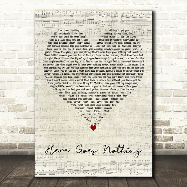 Muscadine Bloodline Here Goes Nothing Script Heart Decorative Wall Art Gift Song Lyric Print