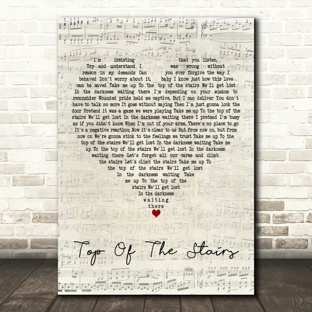 Collins and Collin Top Of The Stairs Script Heart Decorative Wall Art Gift Song Lyric Print