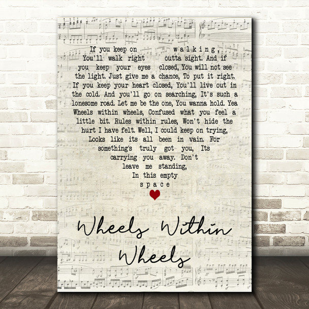 Rory Gallagher Wheels Within Wheels Script Heart Decorative Wall Art Gift Song Lyric Print