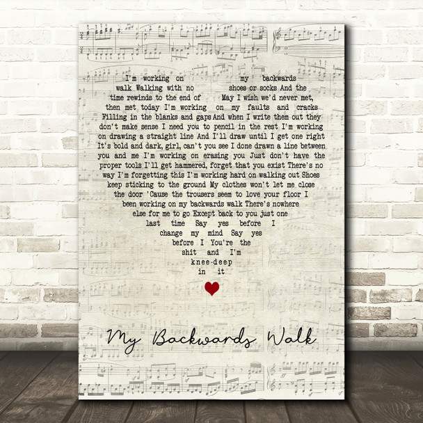 Frightened Rabbit My Backwards Walk Script Heart Decorative Wall Art Gift Song Lyric Print