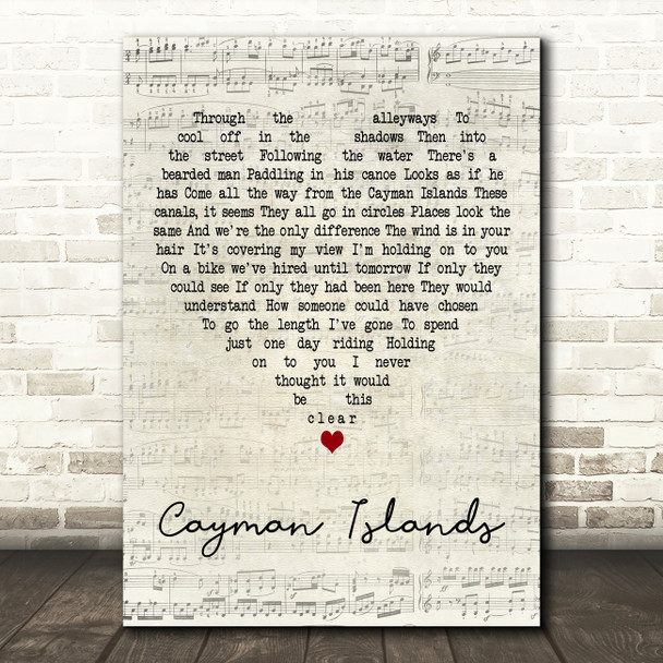 Kings of Convenience Cayman Islands Script Heart Decorative Wall Art Gift Song Lyric Print