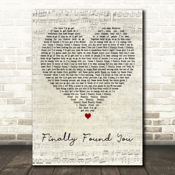 Enrique Iglesias Finally Found You Script Heart Decorative Wall Art Gift Song Lyric Print