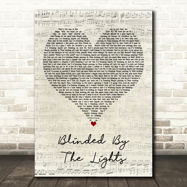 The Streets Blinded By The Lights Script Heart Decorative Wall Art Gift Song Lyric Print
