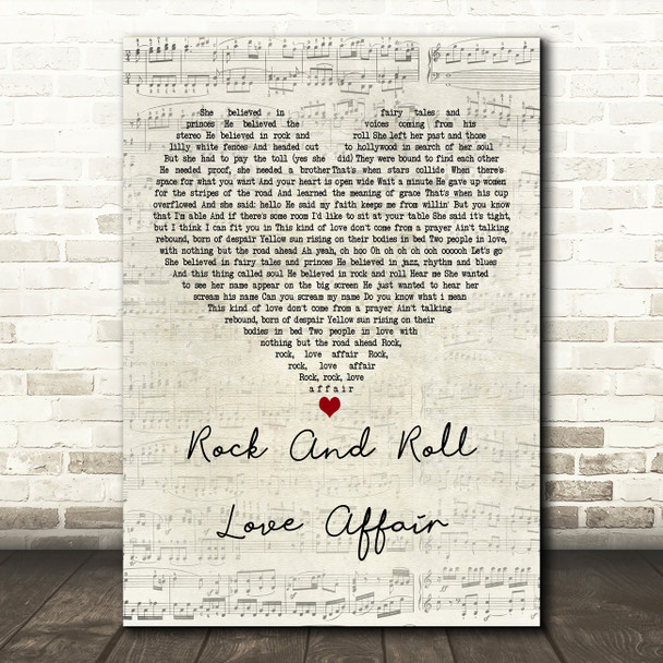 Prince Rock And Roll Love Affair Script Heart Decorative Wall Art Gift Song Lyric Print