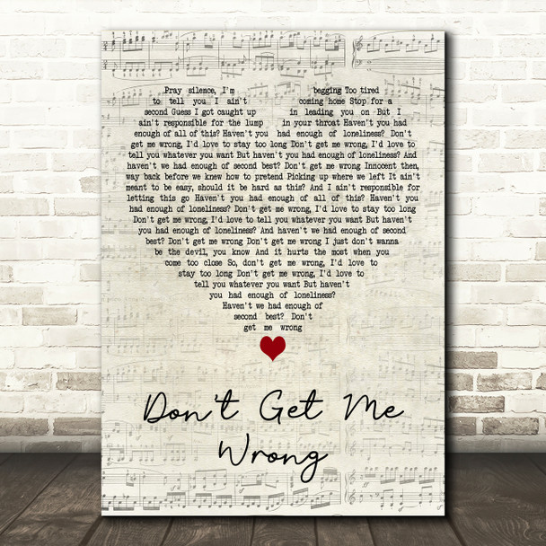 Lewis Capaldi Don't Get Me Wrong Script Heart Decorative Wall Art Gift Song Lyric Print