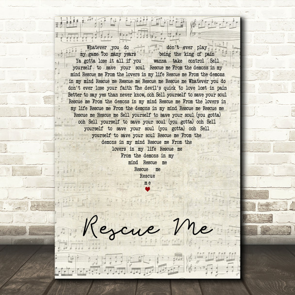 Thirty Seconds To Mars Rescue Me Script Heart Decorative Wall Art Gift Song Lyric Print