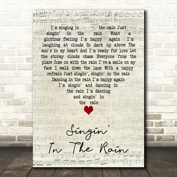 Mint Royale Singin in the Rain Script Heart Decorative Wall Art Gift Song Lyric Print