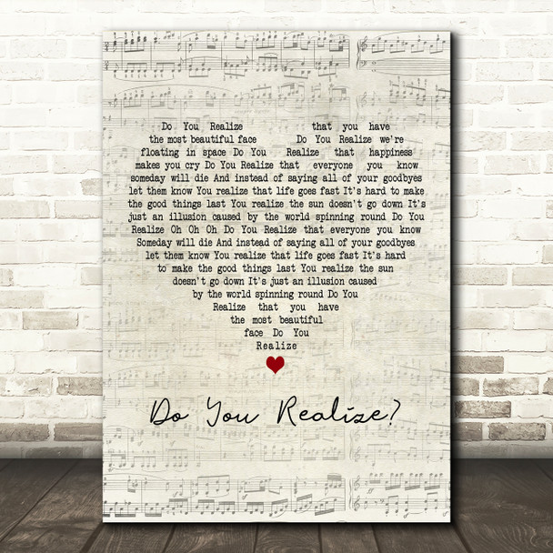 The Flaming Lips Do You Realize Script Heart Decorative Wall Art Gift Song Lyric Print