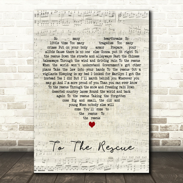 The Divine Comedy To The Rescue Script Heart Decorative Wall Art Gift Song Lyric Print