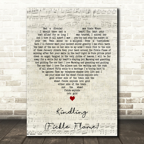 Elbow feat. John Grant Kindling (Fickle Flame) Script Heart Wall Art Song Lyric Print