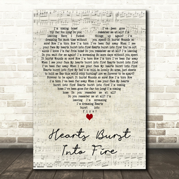 Bullet For My Valentine Hearts Burst Into Fire Script Heart Wall Art Song Lyric Print