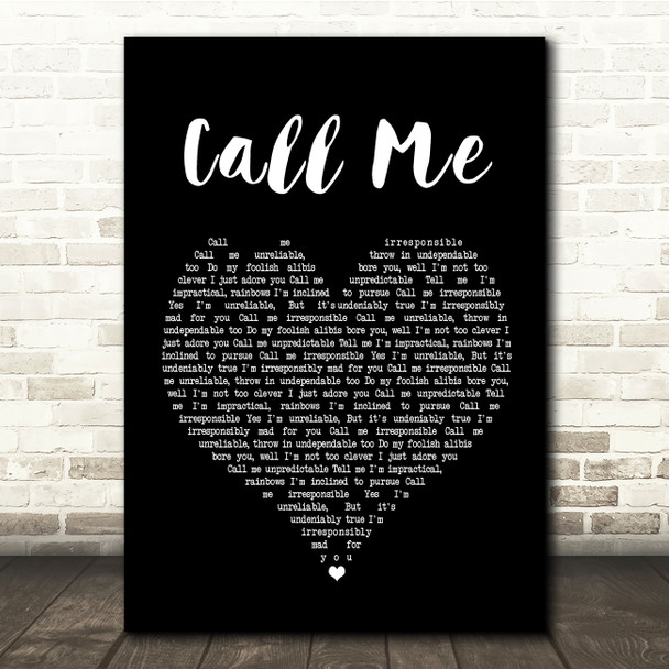Dinah Washington & Brook Benton Call Me Black Heart Song Lyric Quote Print