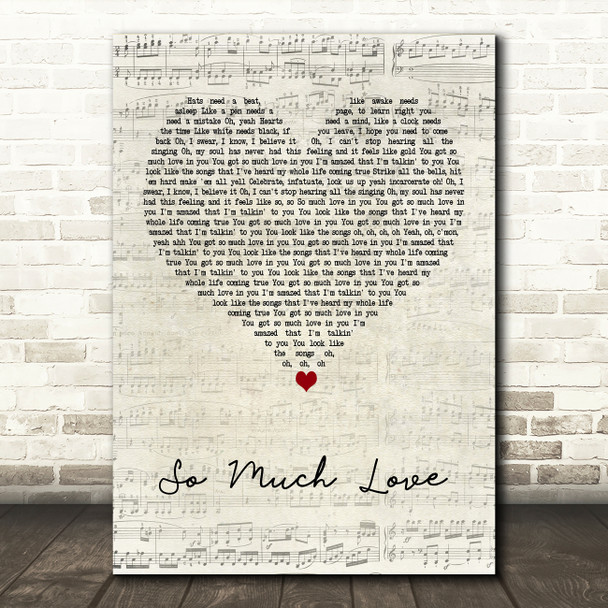 The Rocket Summer So Much Love Script Heart Decorative Wall Art Gift Song Lyric Print