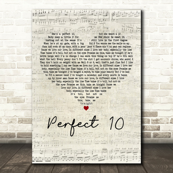 The Beautiful South Perfect 10 Script Heart Decorative Wall Art Gift Song Lyric Print