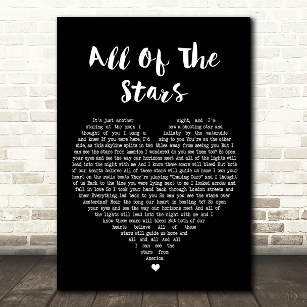 Ed Sheeran All Of The Stars Black Heart Song Lyric Quote Print
