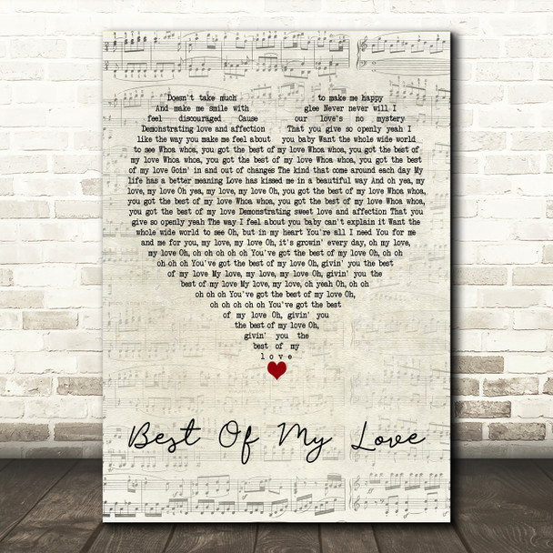 The Emotions Best Of My Love Script Heart Decorative Wall Art Gift Song Lyric Print