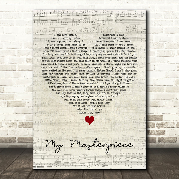 Darius Rucker My Masterpiece Script Heart Decorative Wall Art Gift Song Lyric Print
